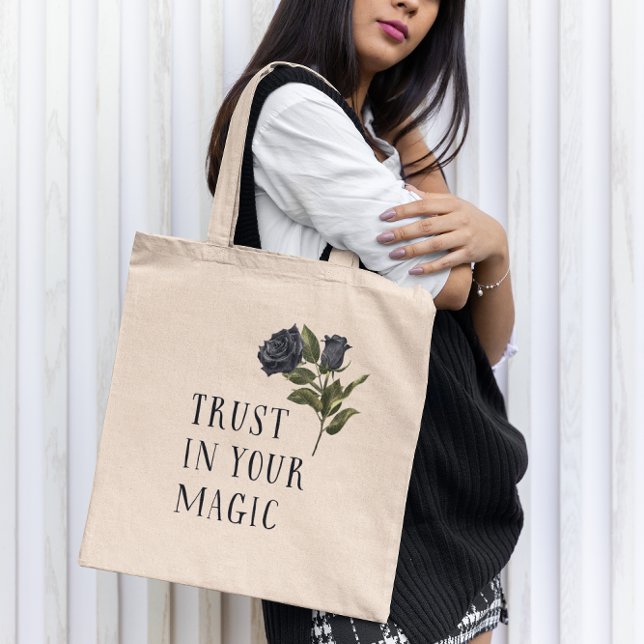 Trust In Your Magic Witchy Black Rose Tote Bag (Creator Uploaded)