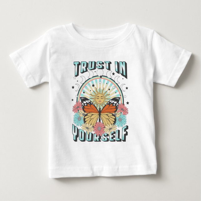 Trust in Yourself | Celestial Sun and Butterfly Baby T-Shirt (Front)