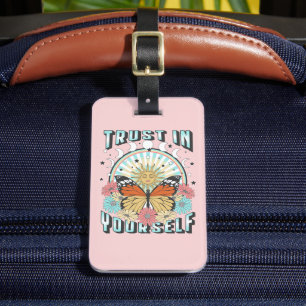 Trust in Yourself   Celestial Sun and Butterfly Luggage Tag