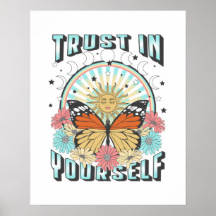 Trust in Yourself   Celestial Sun and Butterfly Poster