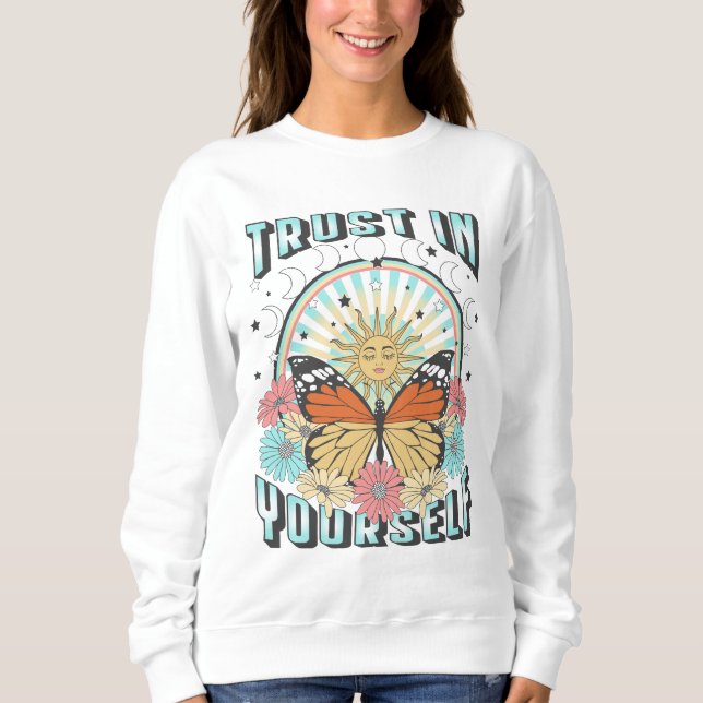 Trust in Yourself | Celestial Sun and Butterfly Sweatshirt (Front)