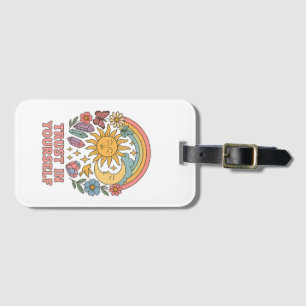 Trust in Yourself – Retro Psychedelic Sun & Moon  Luggage Tag