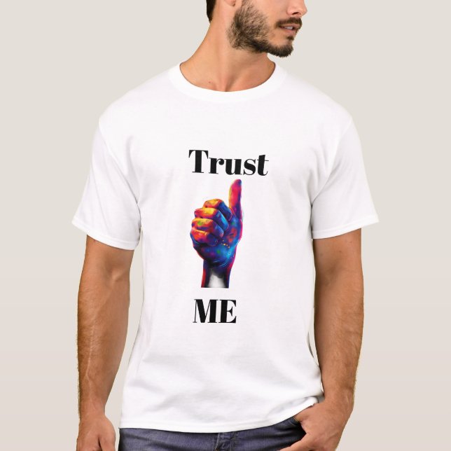 “Trust Me” Colourful Hand Gesture T-Shirt (Front)