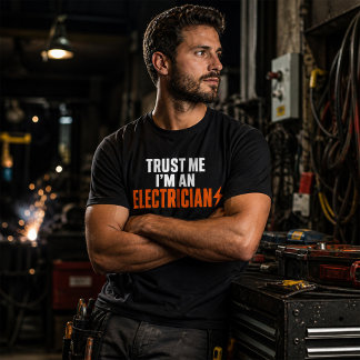 Trust Me I’m an Electrician Modern Black T-Shirt