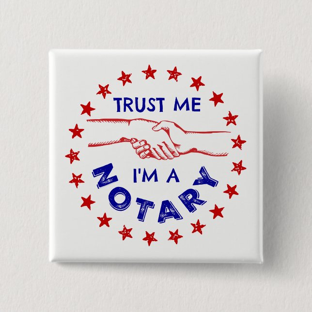 Trust Me, I'm a Notary Handshake 15 Cm Square Badge (Front)