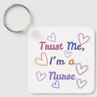 Trust Me, I'm a Nurse - Colourful Hearts Square Key Ring