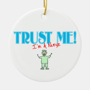 Trust Me I'm A Nurse In Green Scrubs Christmas Ceramic Tree Decoration