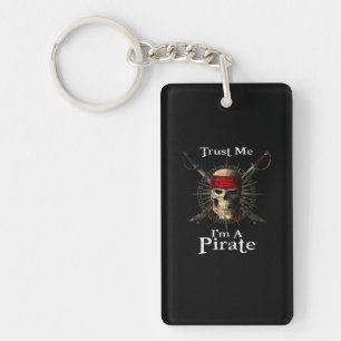 Trust Me I'm A Pirate Skull and Swords Funny Key Ring