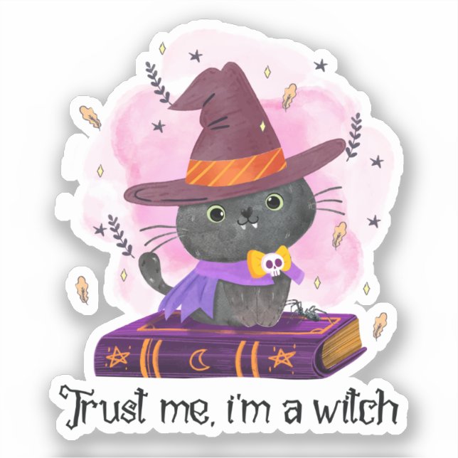Trust Me I'm A Witch – Witch Cat on Magic Book (Front)