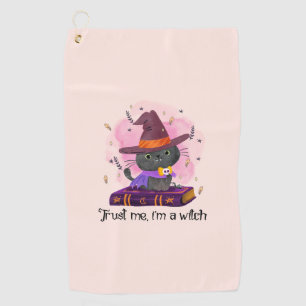 Trust Me I'm A Witch – Witch Cat on Magic Book Golf Towel