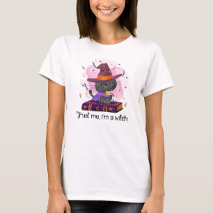 Trust Me I'm A Witch – Witch Cat on Magic Book T-Shirt