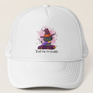 Trust Me I'm A Witch – Witch Cat on Magic Book Trucker Hat