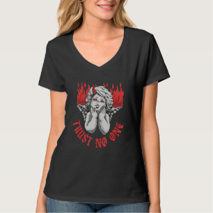 Trust No One Gothic Devil Cupid Statue Sculpture E T-Shirt