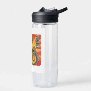 "Trust No One - Retro Snake Handshake Art Water Bottle