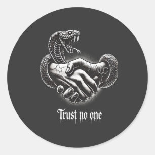 Trust No One — Snake Handshake Vintage Tattoo Desi Classic Round Sticker