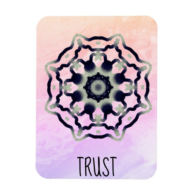 *~* "TRUST" Pink  Black Grey Mandala Heart Chakra Magnet (Vertical)