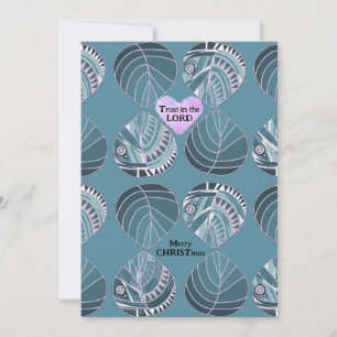 Trust The Lord Fish Leaves Periwinkle Christmas Holiday Card