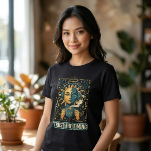 Trust The Timing Sun Moon Lo-Fi Coffee T-Shirt