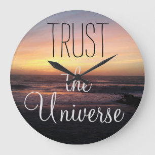 TRUST the Universe Quote Beach Sunset Inspiring Large Clock