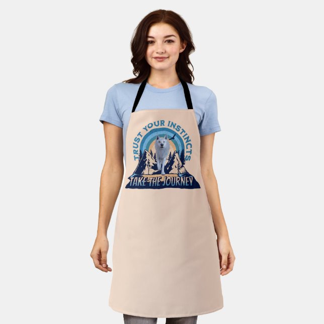 Trust Your Instincts Arctic Wolf Adventure Art Apron (Worn)