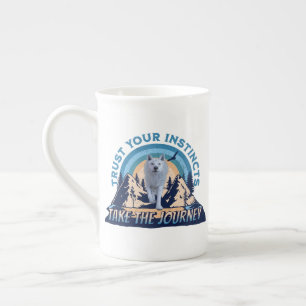 Trust Your Instincts Arctic Wolf Adventure Art Bone China Mug