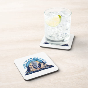 Trust Your Instincts Arctic Wolf Adventure Art Coaster