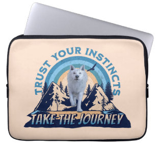 Trust Your Instincts Arctic Wolf Adventure Art Laptop Sleeve
