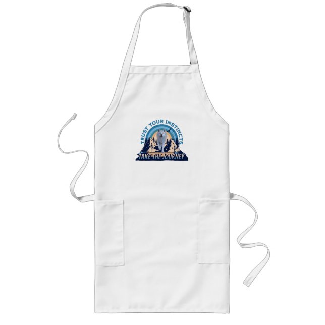 Trust Your Instincts Arctic Wolf Adventure Art Long Apron (Front)