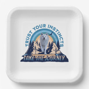 Trust Your Instincts Arctic Wolf Adventure Art Paper Plate