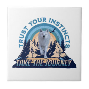 Trust Your Instincts Arctic Wolf Adventure Art Tile