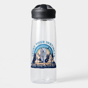 Trust Your Instincts Arctic Wolf Adventure Art Water Bottle