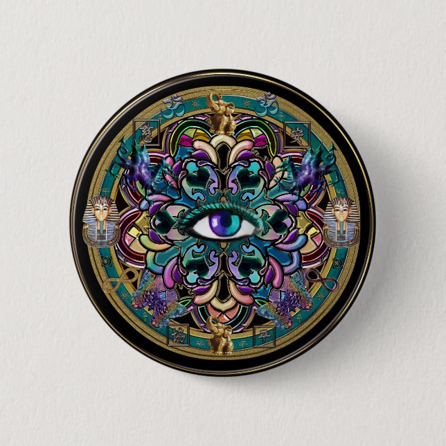 Trust Yourself ~ The Eyes of the World Mandala 6 Cm Round Badge (Front)