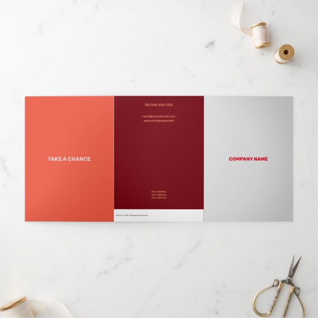 Trustfully Red Corporate Tri-Fold Card (Outside)