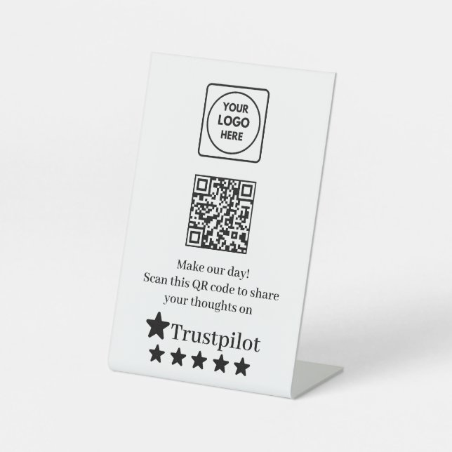 Trustpilot QR Code | Business Review Link Display Pedestal Sign (Front)