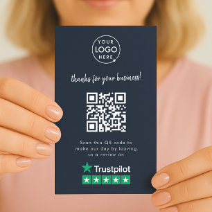Trustpilot Review Business Thank You QR Code Navy Card