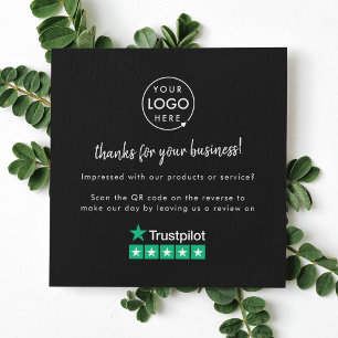 Trustpilot Review us Black Business Thank You QR Square Business Card