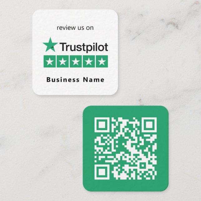 Trustpilot Reviews | Business QR Code Minimal Square Business Card (Front/Back)