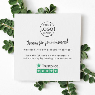 Trustpilot Reviews   Business Review Link QR Code Square Business Card