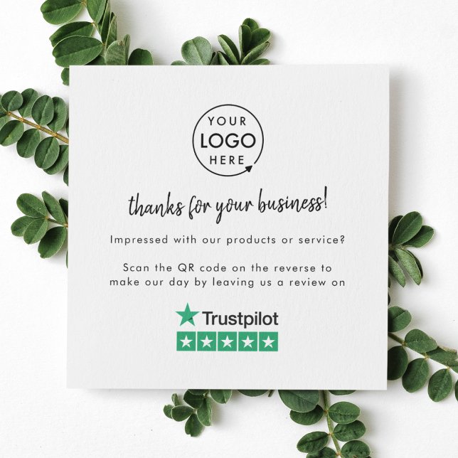 Trustpilot Reviews | Business Review Link QR Code Square Business Card (Creator Uploaded)