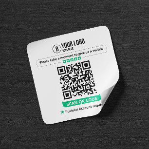 Trustpilot Reviews QR Code Rate My Business 5 Star Square Sticker