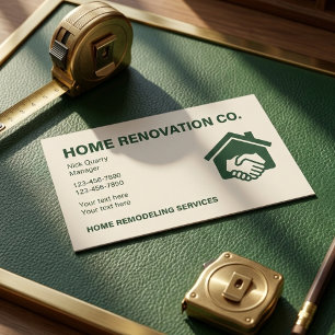 Trustworthy Green Home Remodeling Contractor Business Card