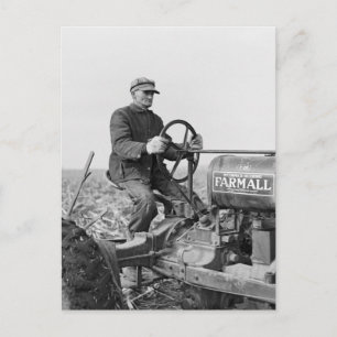 Trusty Old Tractor, 1930s Postcard