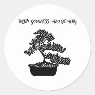 Truth Goodness Beauty Abstract Bonsai Tree quotes Classic Round Sticker