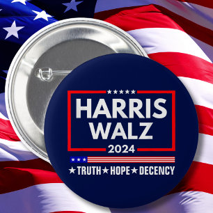 Truth Hope Decency Harris Walz 2024 6 Cm Round Badge