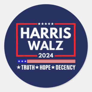 Truth Hope Decency Harris Walz 2024 Classic Round Sticker