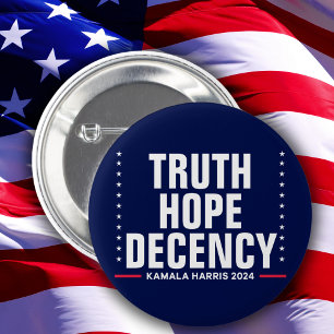 Truth Hope Decency Harris Walz Blue 6 Cm Round Badge