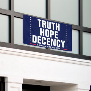 Truth Hope Decency Harris Walz Blue Banner