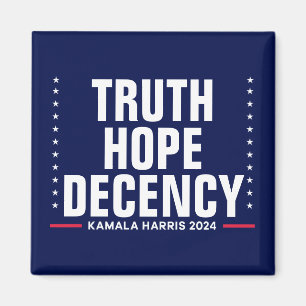 Truth Hope Decency Harris Walz Blue Magnet