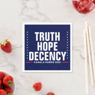 Truth Hope Decency Harris Walz Blue Napkin