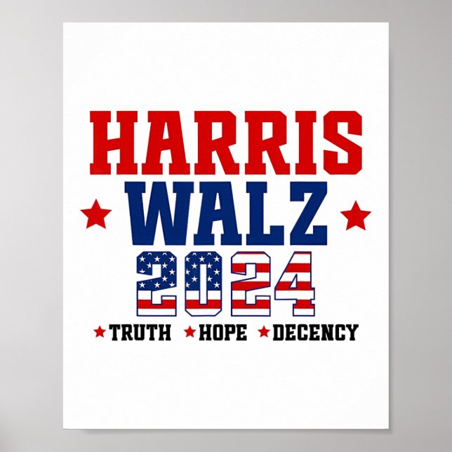 Truth Hope Decency Harris Wheimer Waltz 2024 Elect Poster (Front)